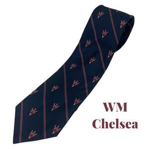 WM Chelsea Navy Red Gray Coat Of Arms Pure Silk Career Office Necktie NWOT